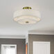 Monroe 3 Light 15 inch Antique Brass Semi Flush Mount Ceiling Light, Large
