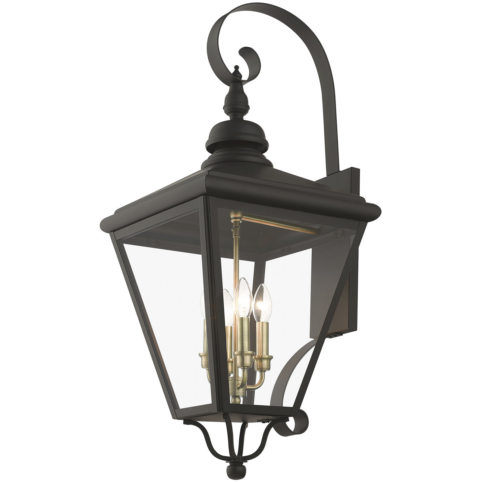 Adams 4 Light 14.25 inch Bronze with Antique Brass Finish Cluster Outdoor Extra Large Wall Lantern Wall Light