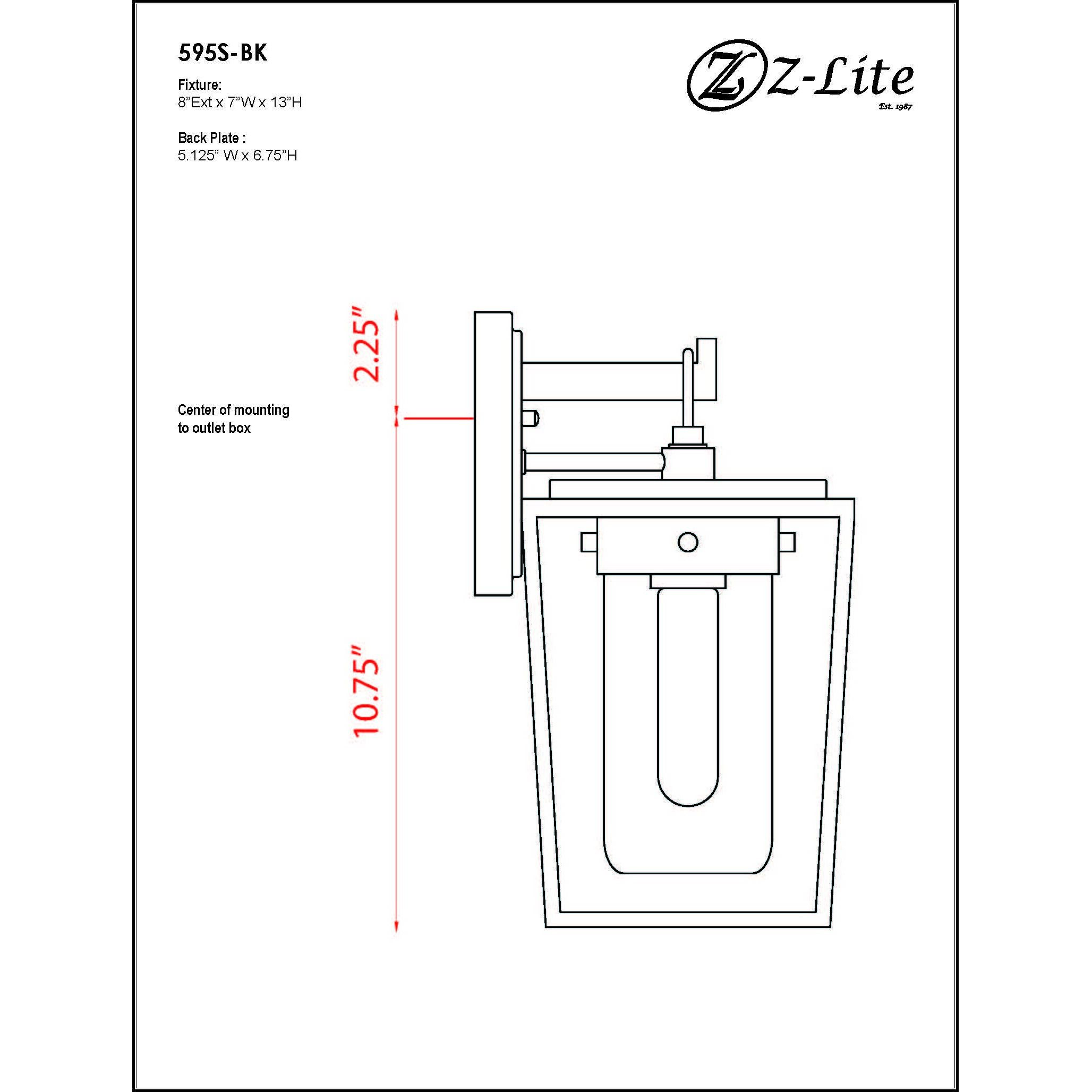 Sheridan 1 Light 13 inch Black Outdoor Wall Light