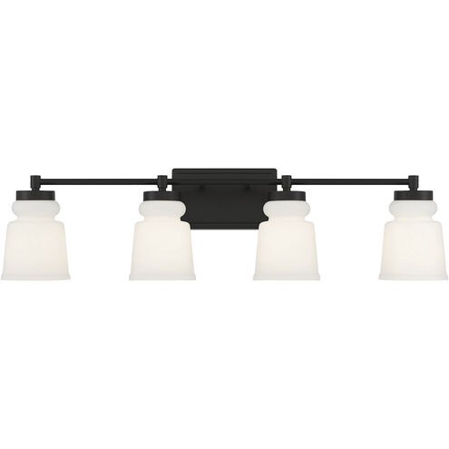 Contemporary 4 Light 32 inch Matte Black Bathroom Vanity Light Wall Light