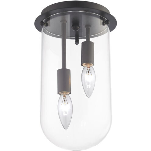 Lightway 2 Light 7 inch Oil Rubbed Bronze with Clear Flush Mount Ceiling Light