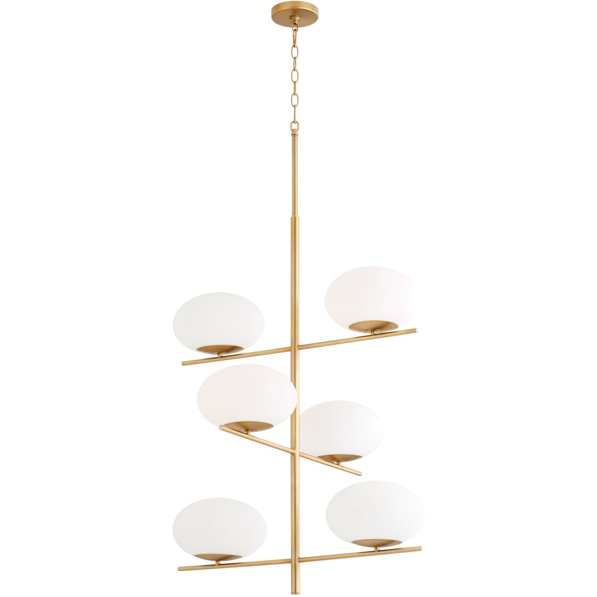 Pod 6 Light 26 inch Aged Brass Chandelier Ceiling Light, Large