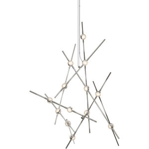 Constellation Aquila Minor LED 25.75 inch Satin Nickel Chandelier Ceiling Light in 3000K, 20 ft. Cord, Clear Faceted Acrylic