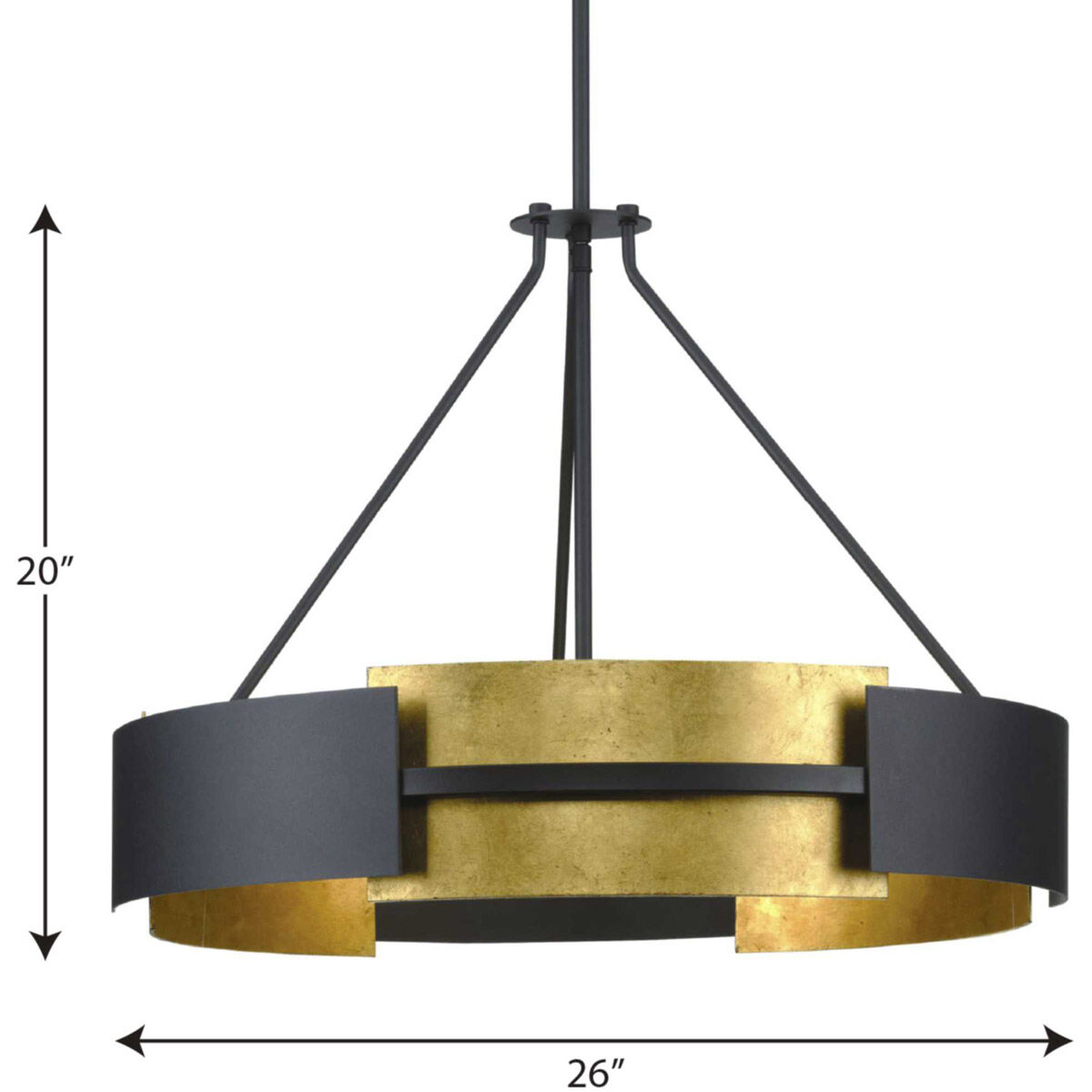 Lowery 5 Light 26 inch Textured Black Pendant Ceiling Light, Design Series