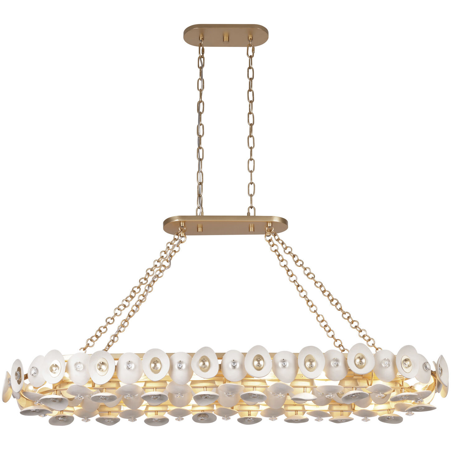 Niu 14 Light 49 inch Coconut Shell Gold / Coconut Shell White Island Light Ceiling Light