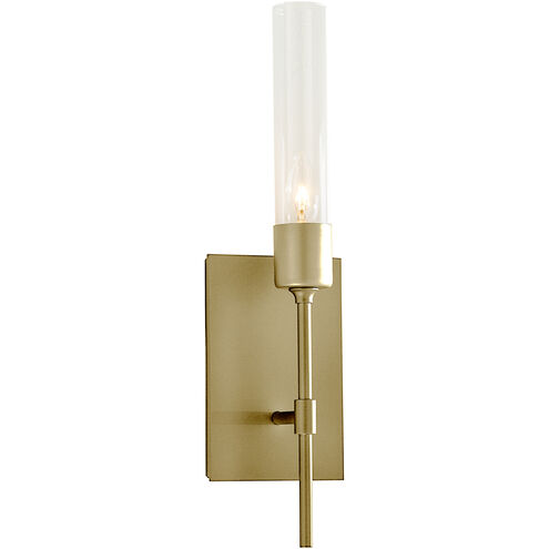 Vela 1 Light 4.5 inch Modern Brass ADA Sconce Wall Light in Clear