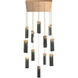Parallel LED Novel Brass Chandelier Ceiling Light, Square Multi-Port