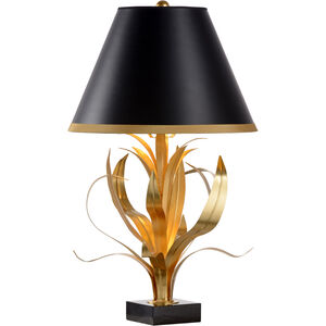 Larry Laslo 30 inch 100.00 watt Antique Gold Leaf/Natural Black Table Lamp Portable Light