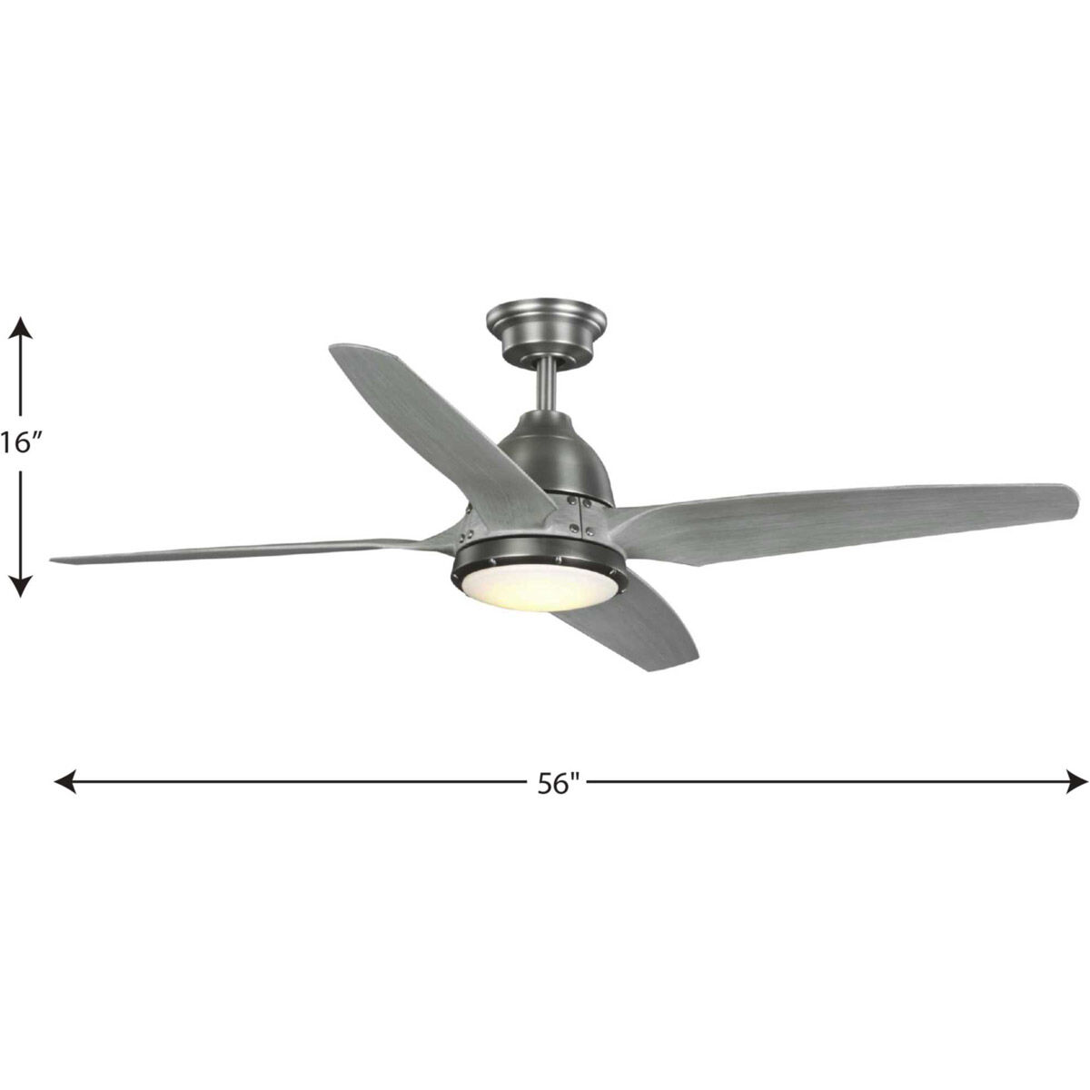 Alleron 56 inch Antique Nickel with Grey Weathered Wood Blades Ceiling Fan