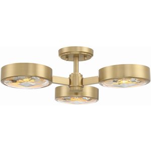 Orson 3 Light 22.5 inch Modern Gold Semi Flush Ceiling Light