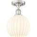 Edison White Venetian 1 Light 8 inch Brushed Satin Nickel Semi-Flush Mount Ceiling Light