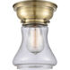 Aditi Bellmont LED 6 inch Antique Brass Flush Mount Ceiling Light in Seedy Glass, Aditi