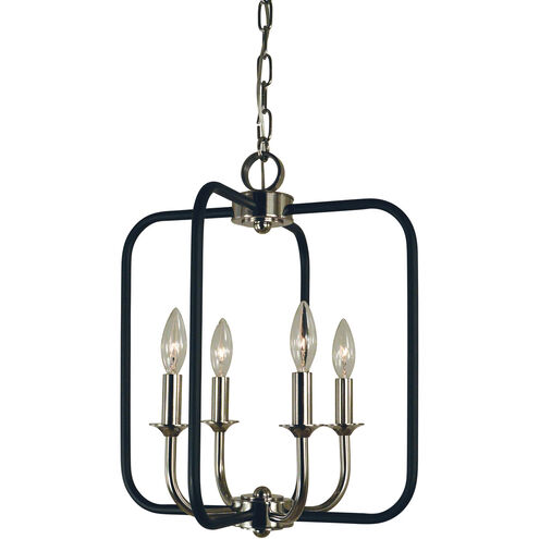 Boulevard 4 Light 14 inch Antique Brass with Matte Black Accents Chandelier Ceiling Light
