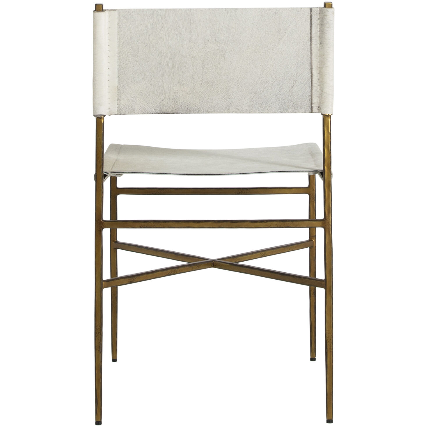Landon Antique Aged Brass / Natural Ivory Hide Dining Chair