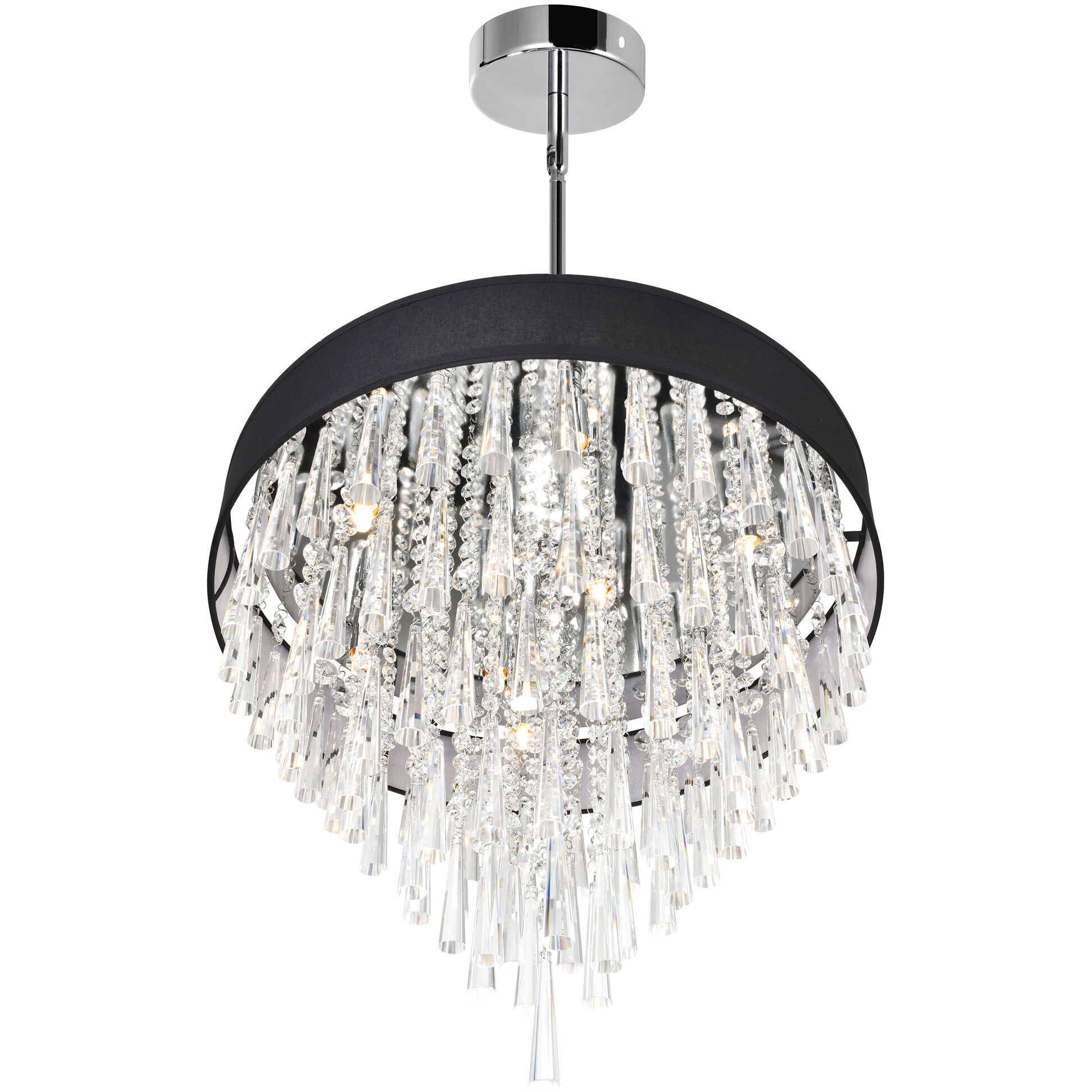 Franca 8 Light 22 inch Chrome Drum Shade Chandelier Ceiling Light in Black