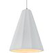 Radiance Collection - Fluted Pendant Ceiling Light in Brushed Nickel, White Cord, Replaceable Bulb, Gloss White (outside and inside of fixture), 9W x 13H, Form+Finish+Function