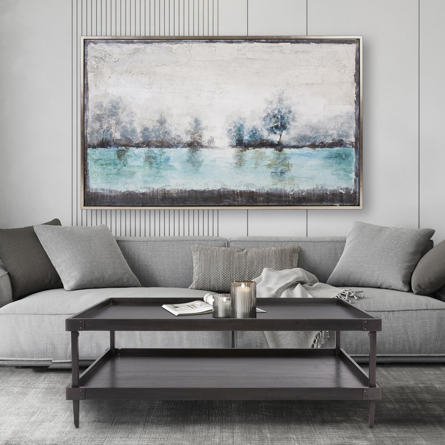 English Gray Morning 61.75 X 37.75 inch Hand Painted Canvas