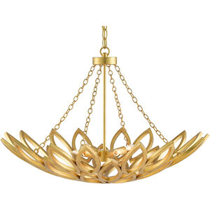 Allemande 4 Light 30 inch Contemporary Gold Leaf Chandelier Ceiling Light