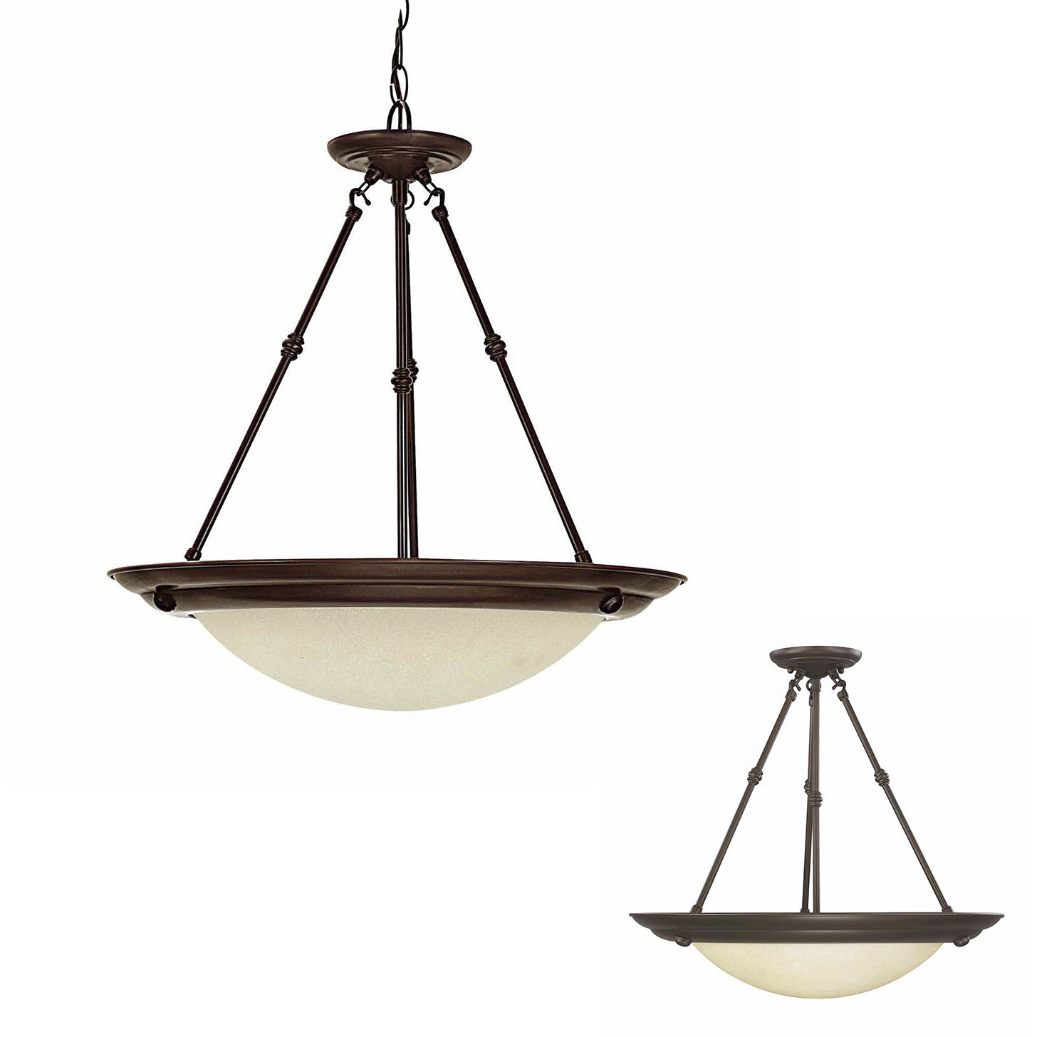 3 light bowl pendant top