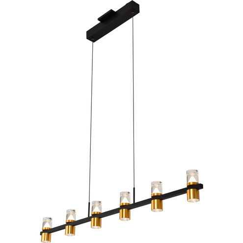 Ellegi Series 47 inch Black/Gold Linear Chandelier Ceiling Light, Artisan Collection
