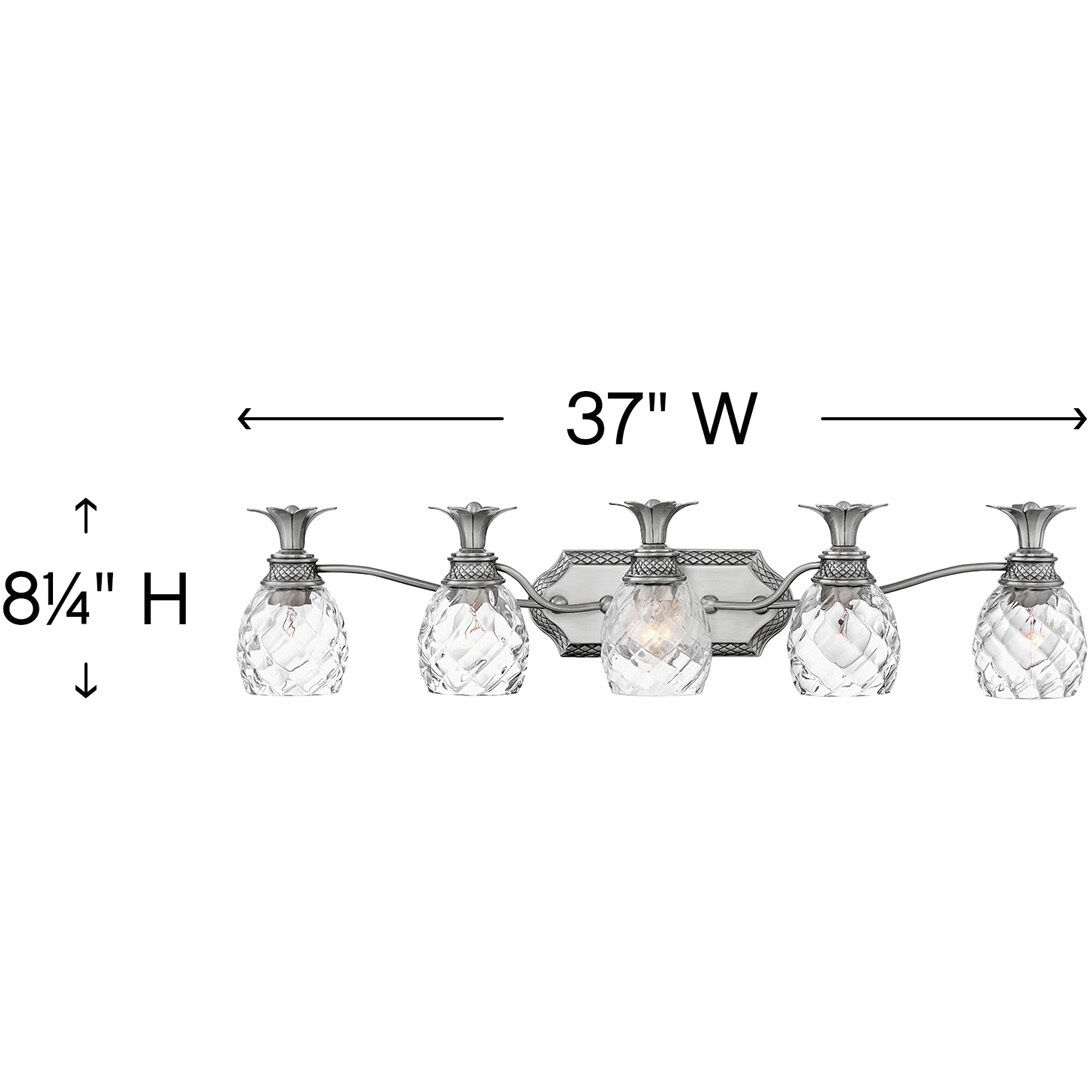 Plantation 5 Light 37 inch Polished Antique Nickel Vanity Light Wall Light