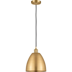 Ballston Plymouth Dome LED 9 inch Antique Brass Mini Pendant Ceiling Light in Matte Blue