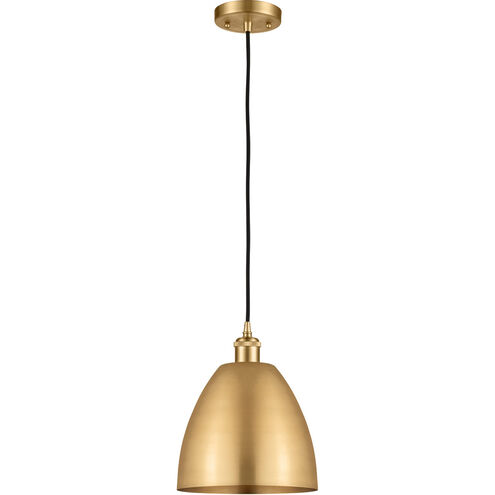 Ballston Plymouth Dome LED 9 inch Satin Gold Mini Pendant Ceiling Light in Matte Red
