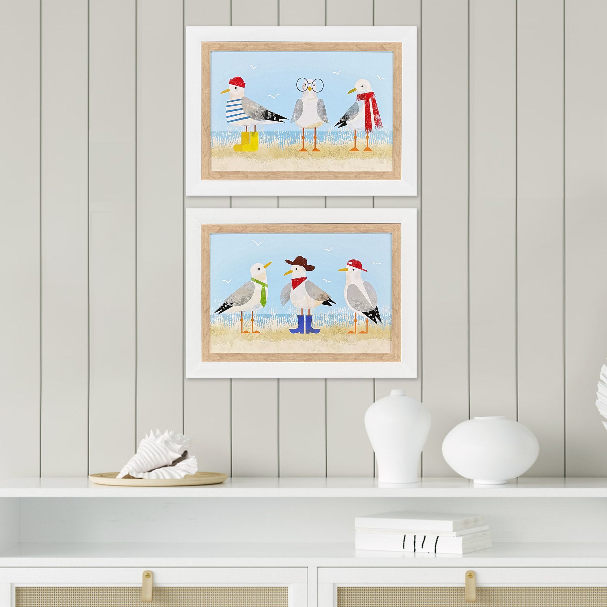 Sassy Seagull Blue and Multi and Red Framed Art, Propac