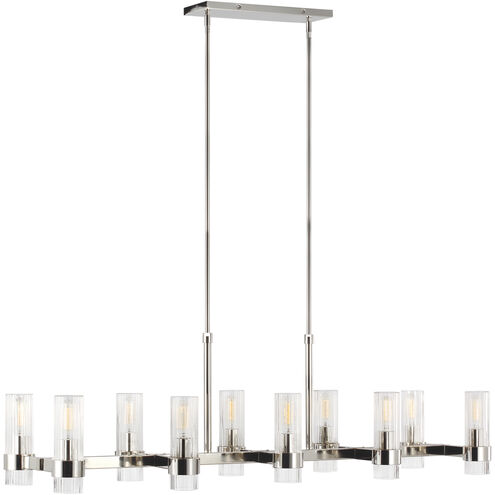 C&M by Chapman & Myers Geneva 10 Light 50 inch Polished Nickel Linear Chandelier Ceiling Light