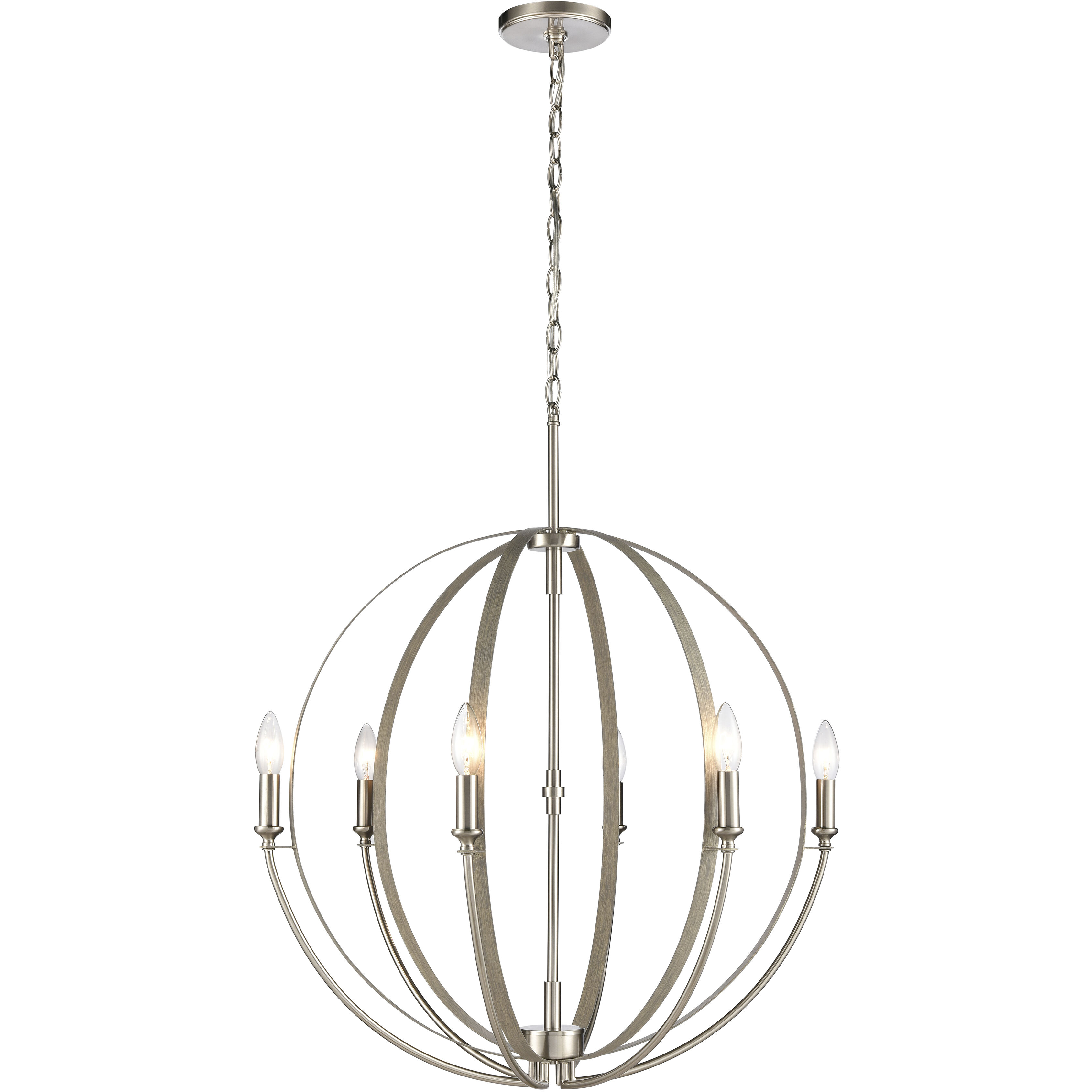 Rotunde 6 Light 26 inch Beechwood Chandelier Ceiling Light
