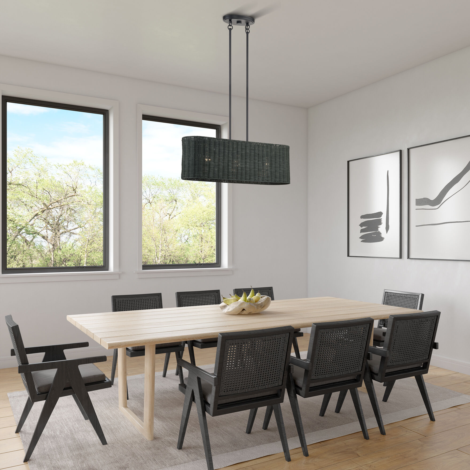 Weavington 3 Light 30 inch Black Linear Chandelier Ceiling Light, Medium