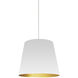 Oversized Drum LED 14 inch White Pendant Ceiling Light in White/Gold Jewel Tone, Small
