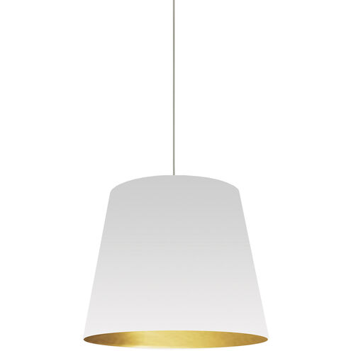 Oversized Drum LED 14 inch White Pendant Ceiling Light in White/Gold Jewel Tone, Small
