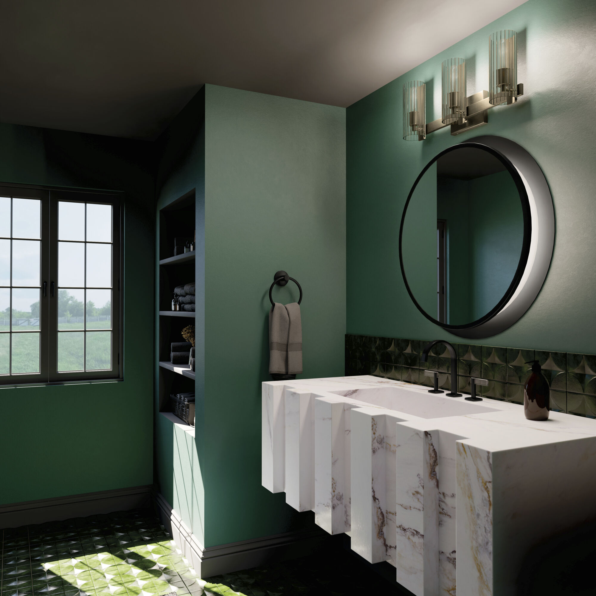 Jemsa 3 Light 22.75 inch Champagne Bronze Bath Bracket Wall Light, 3 Arm