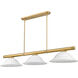 Vanguard 3 Light 58.5 inch Rubbed Brass Billiard Ceiling Light in White Mottle Glass