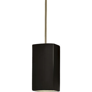 Radiance Collection LED 6 inch Gloss Black and Matte White with Antique Brass Pendant Ceiling Light