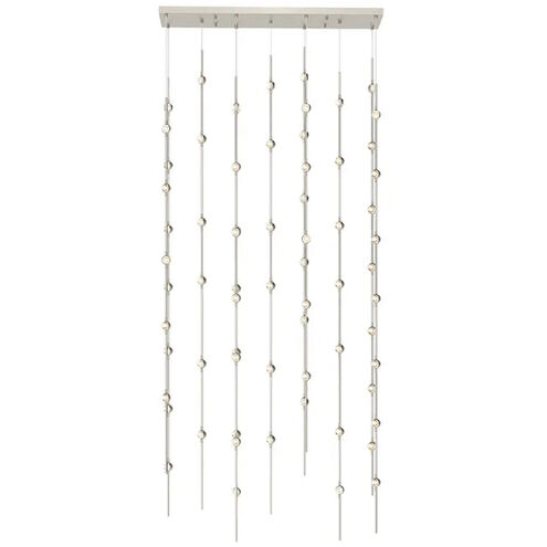 Constellation Andromeda LED 35.5 inch Satin Nickel Chandelier Ceiling Light in 2700K, 20 ft. Cord, Clear Faceted Acrylic