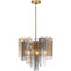 Torvento 6 Light 17.75 inch Legacy Brass Pendant Ceiling Light in Clear,  Grey and Amber Handmade Glass
