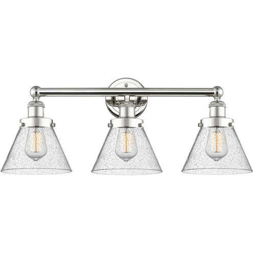 Cone 3 Light 24.5 inch Polished Nickel Bath Vanity Light Wall Light in Seedy