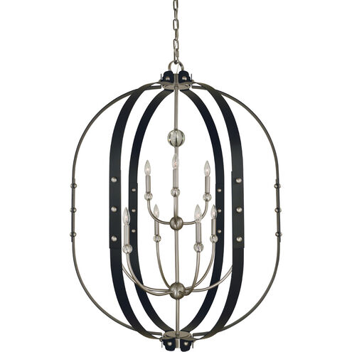 Urban Craftsman 9 Light 35 inch Brushed Nickel/Matte Black Foyer Chandelier Ceiling Light