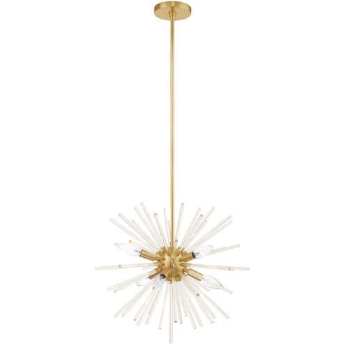 Utopia 6 Light 20 inch Satin Brass Pendant Chandelier Ceiling Light