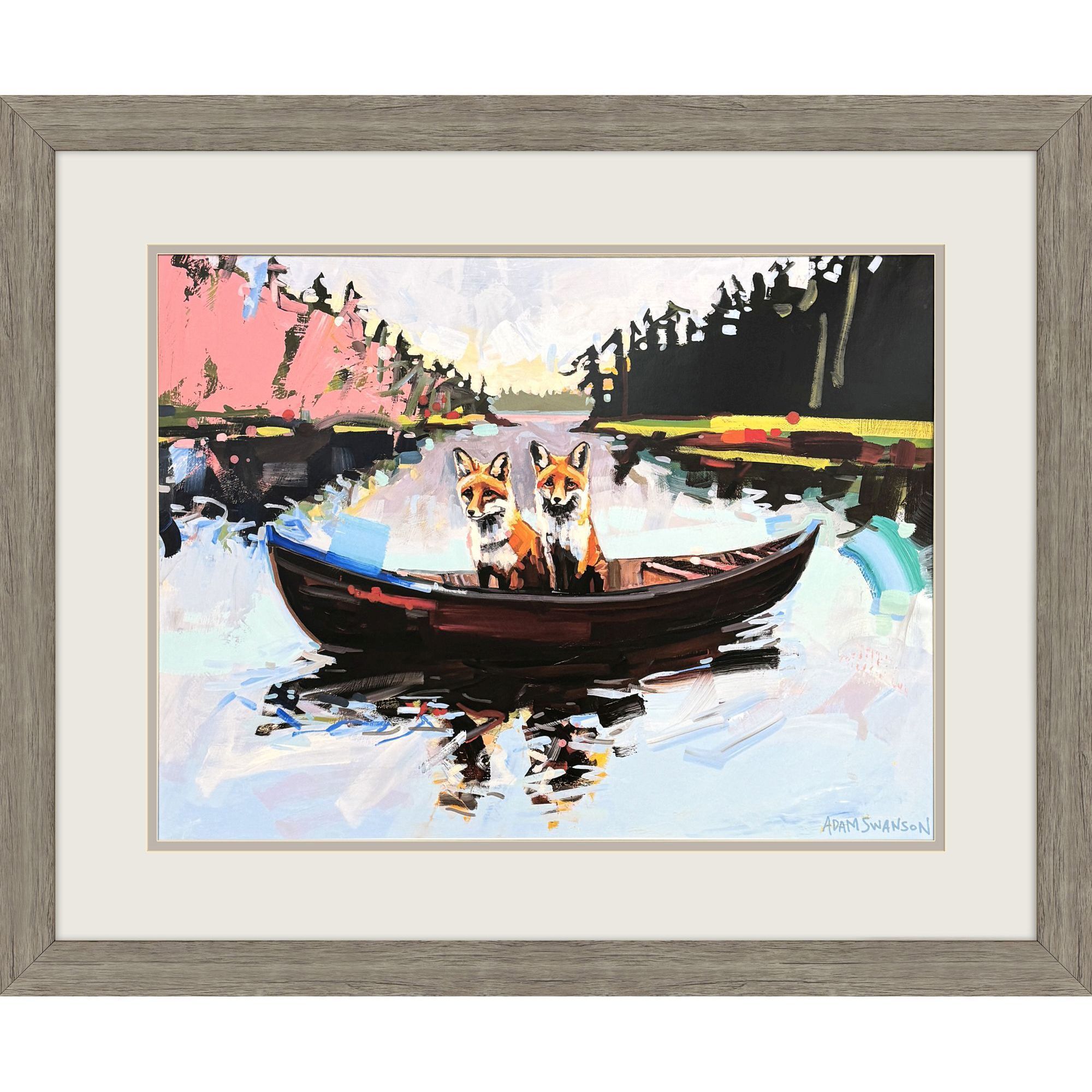 Flights of Fancy Shades of Red Blue and Green and Brown and Black Framed Art, Propac