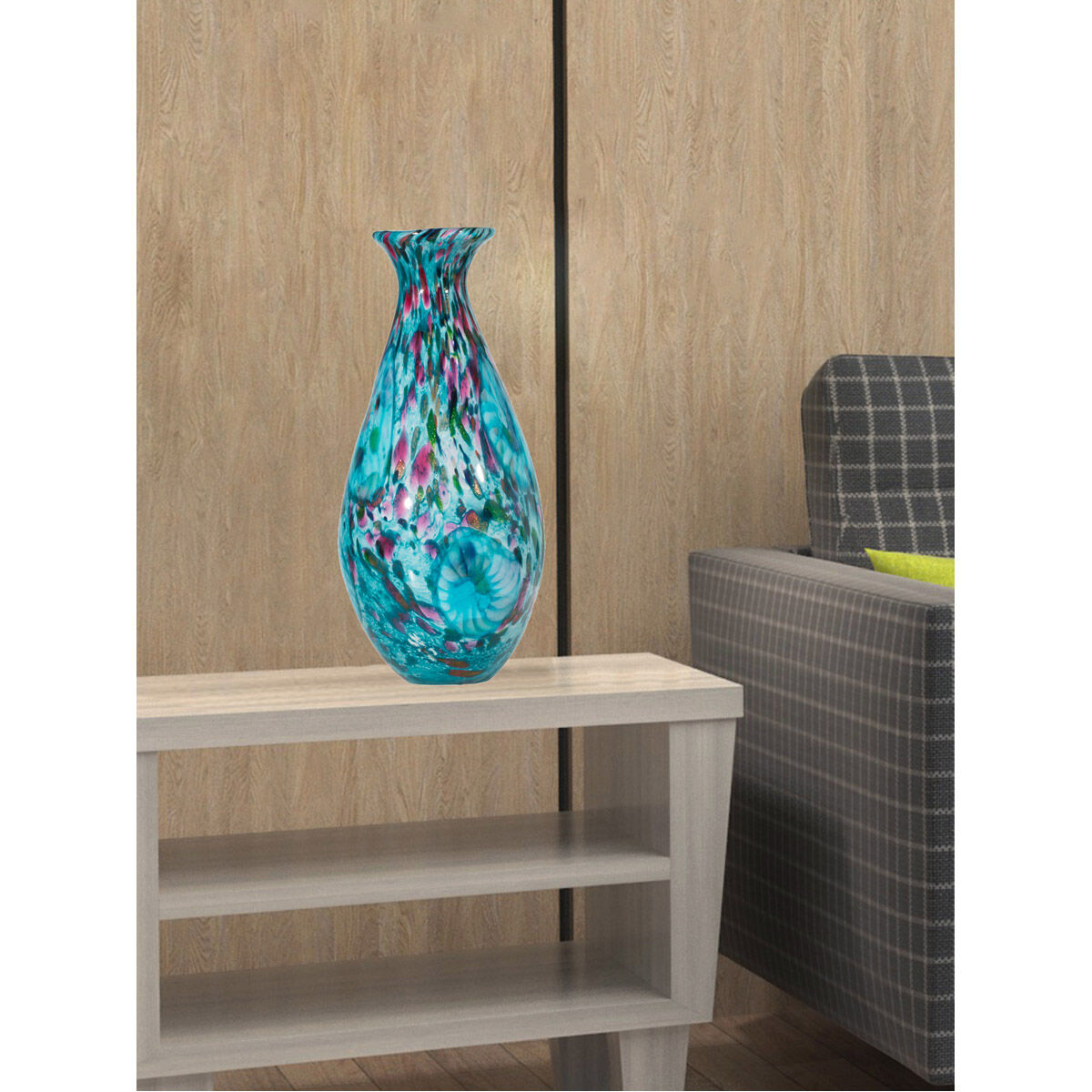 Evelyn 17 X 8 inch Hand Blown Art Glass Vase