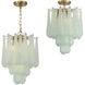 Ollie 4 Light 14.25 inch Aged Brass Pendant Ceiling Light in Sand Glass Green