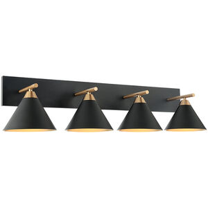 Bliss 4 Light 37.38 inch Aged Gold Brass and Matte Black Wall Sconce Wall Light