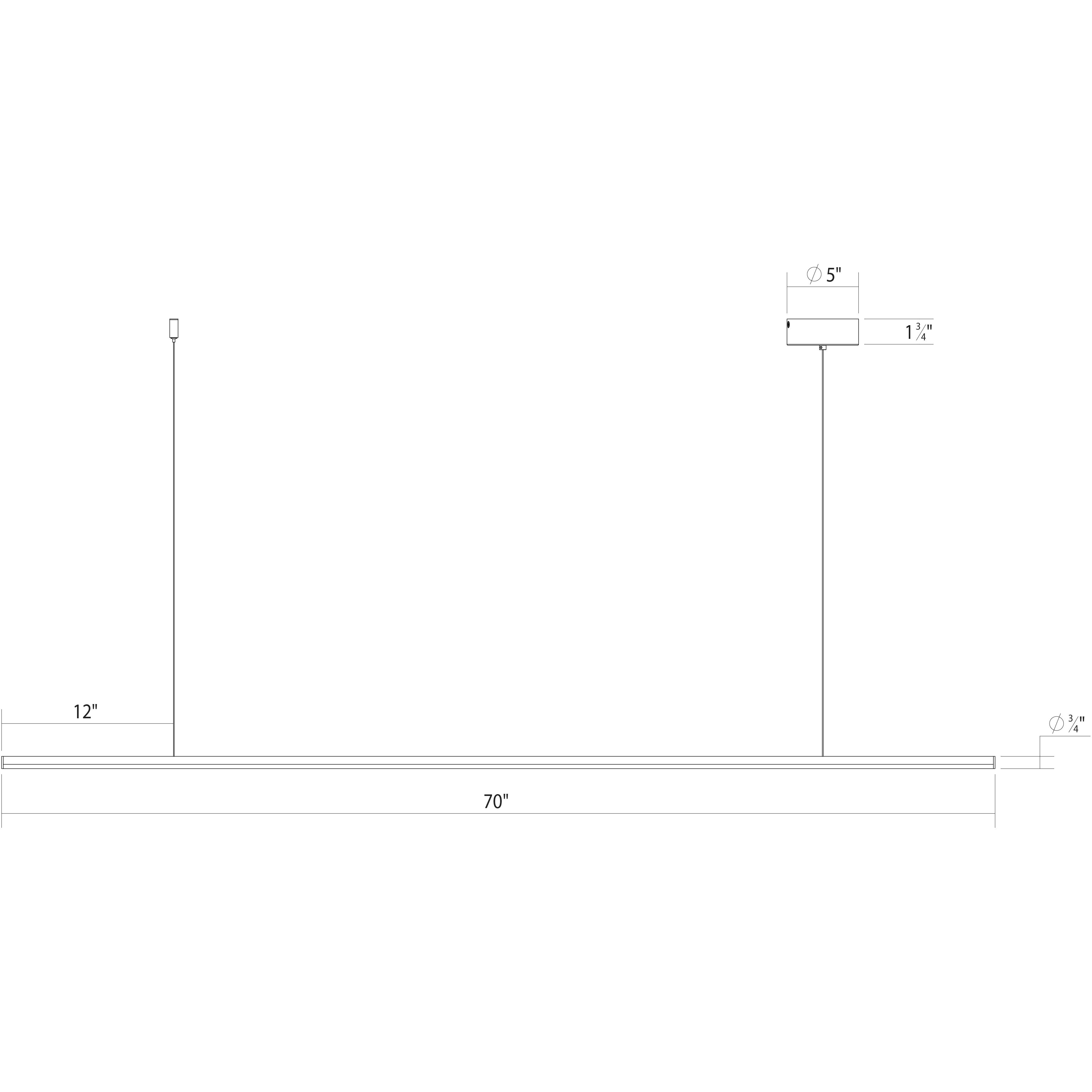 Fino LED 70 inch Polished Chrome Linear Pendant Ceiling Light in 3500K