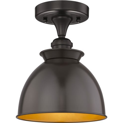 Edison Adirondack 1 Light 8 inch Oil Rubbed Bronze Semi-Flush Mount Ceiling Light