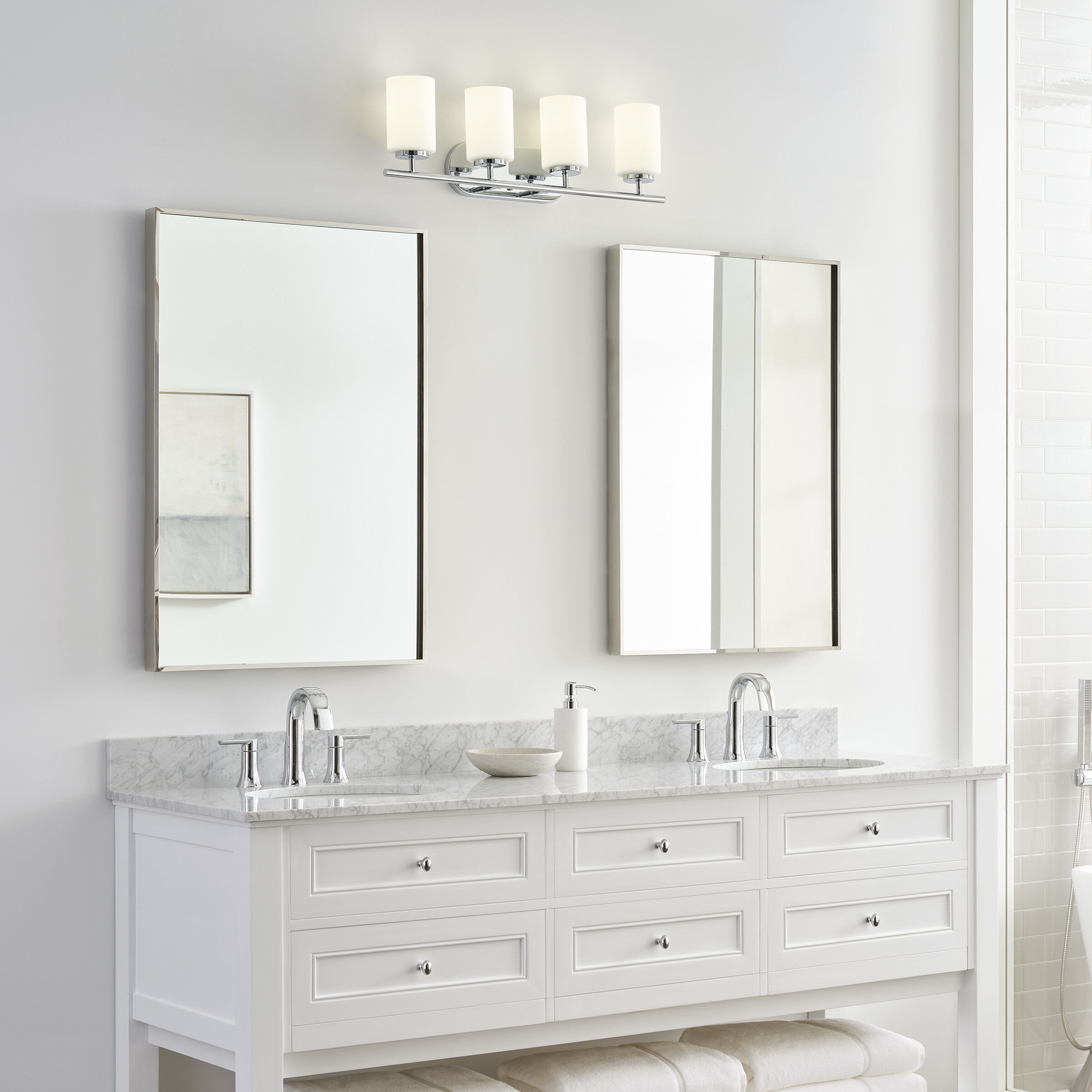 Oslo 4 Light 27.5 inch Chrome Wall Bath Fixture Wall Light