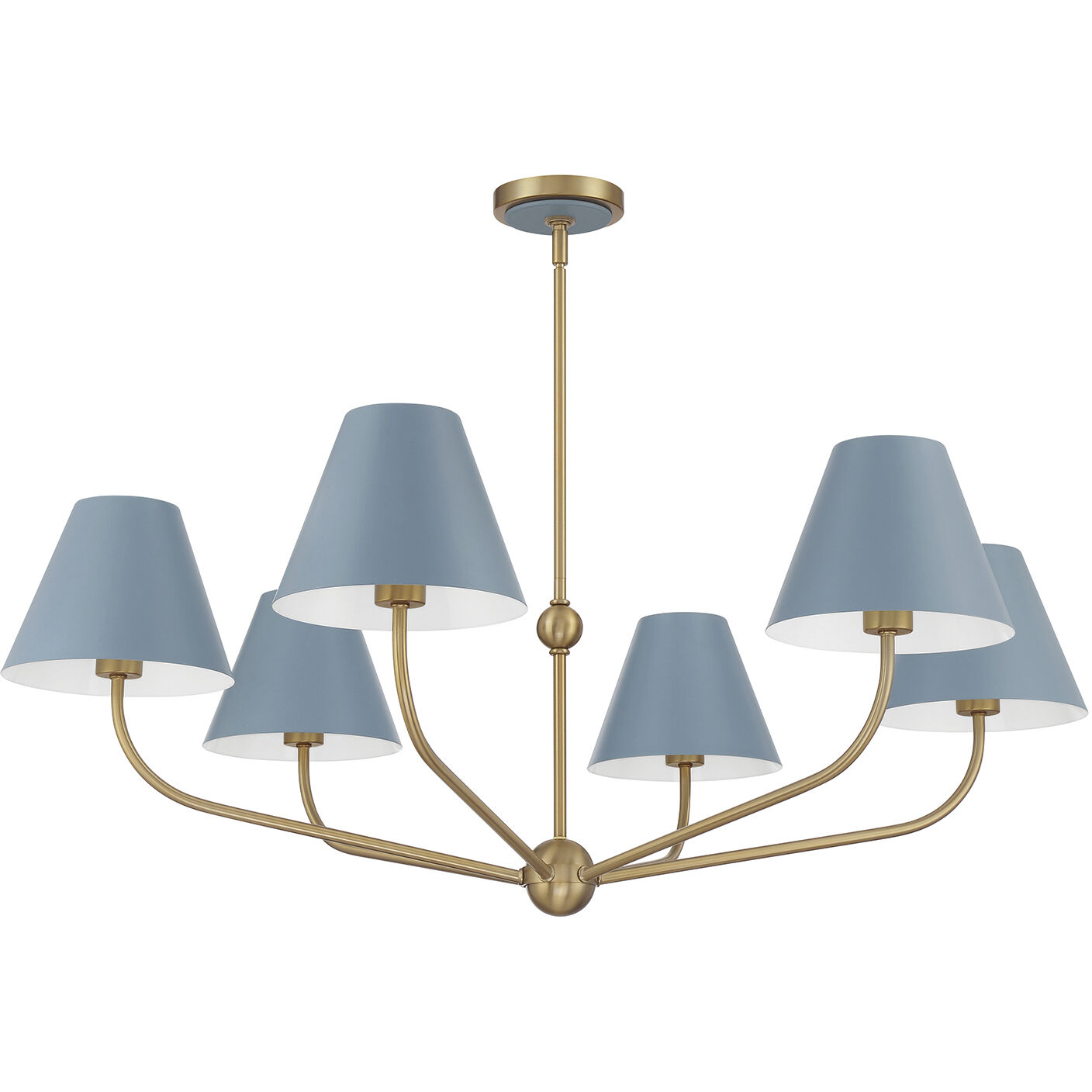 Xavier 6 Light 40 inch Vibrant Gold Chandelier Ceiling Light in Vibrant Gold and Blue