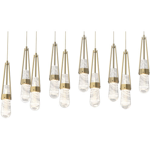 Link 10 Light 44.5 inch Modern Brass Pendant Ceiling Light in Clear with White Threading, Rectangular